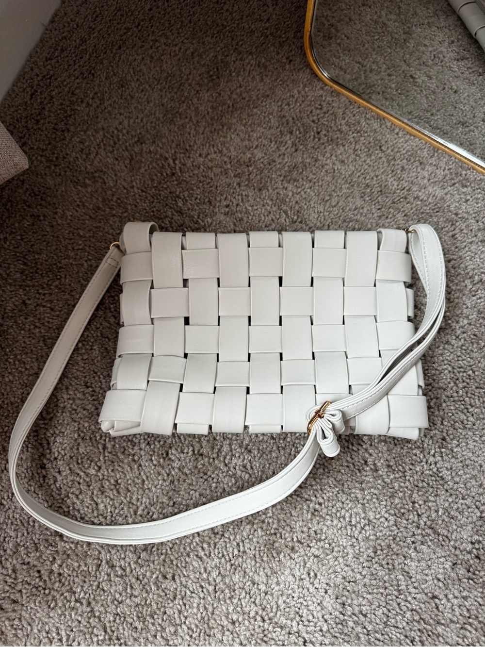 Anthropologie White Woven Crossbody Shoulder Bag